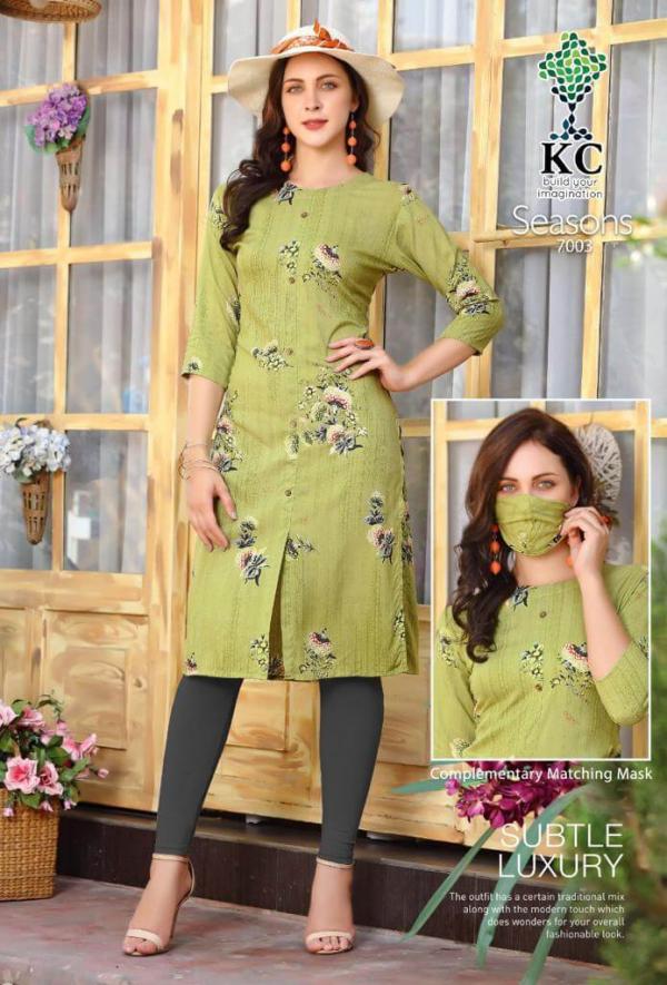 KC Seasons 7 Fancy Rayon Kurti With Mask